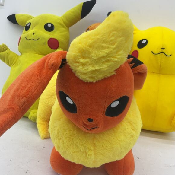 Preowned Multicolor Pokemon Plush LOT Flareon Charmander PIkachu Stuffed Animals - Picture 3 of 8